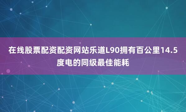 在线股票配资配资网站乐道L90拥有百公里14.5度电的同级最佳能耗